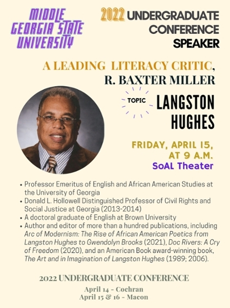 Flyer for R. Baxter Miller's speaking event.